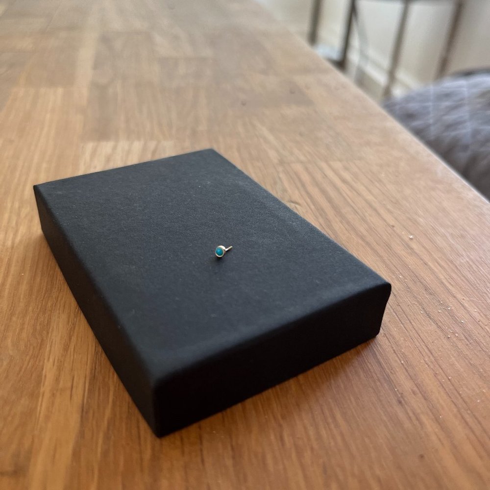 BVLA 14k Gold Turquoise Threadless Round Cup Earring